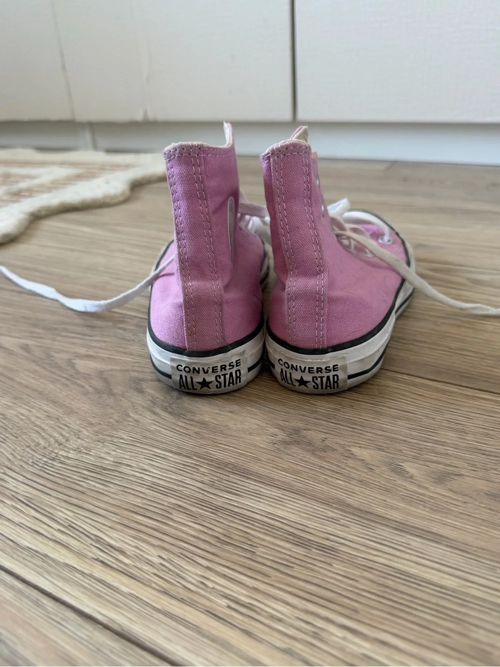 Converse Pink High-Top Canvas Sneakers with White Laces